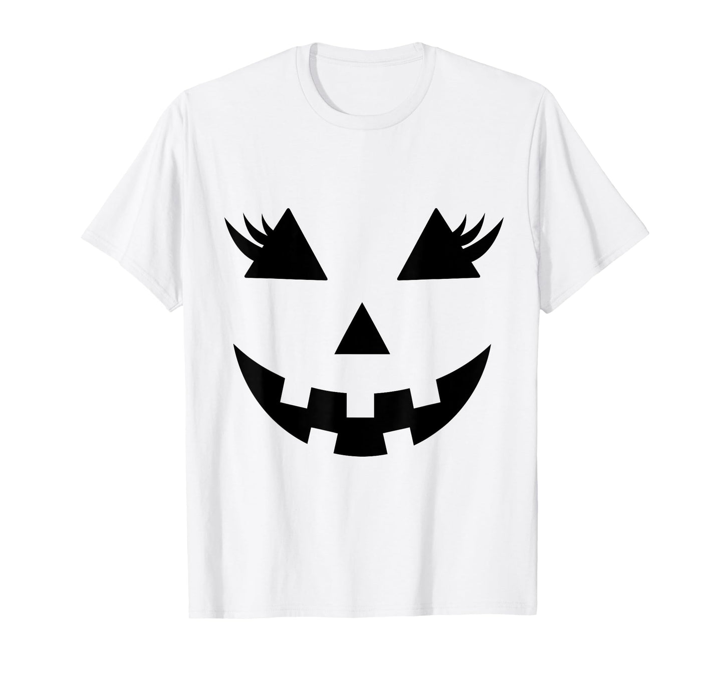 Jack O Lantern Face Pumpkin Eyelashes Hallowen Funny Costume T-Shirt