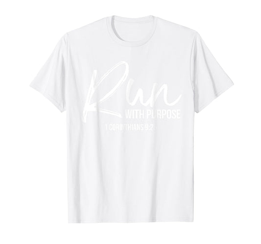 Womens Run With Purpose Shirt 1 Corinthians 9:26 Christian Running XL Orange