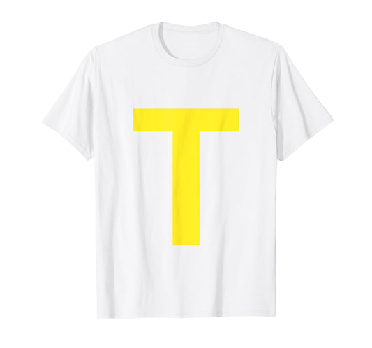 Letter T in Yellow on Green Costume Halloween Party T-Shirt