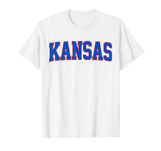 Vintage Kansas Men Retro Blue Kansas Throwback Blue Crimson T-Shirt