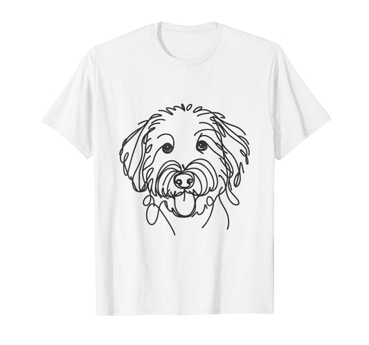 Line Art Dad Mom Dog - Aussiedoodle T-Shirt for Men Women
