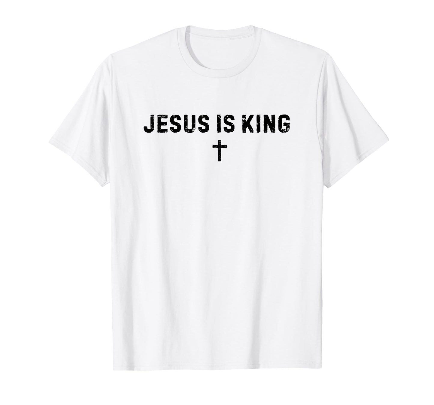 Jesus is King Christian Distressed Cross Crown of Thorns T-Shirt