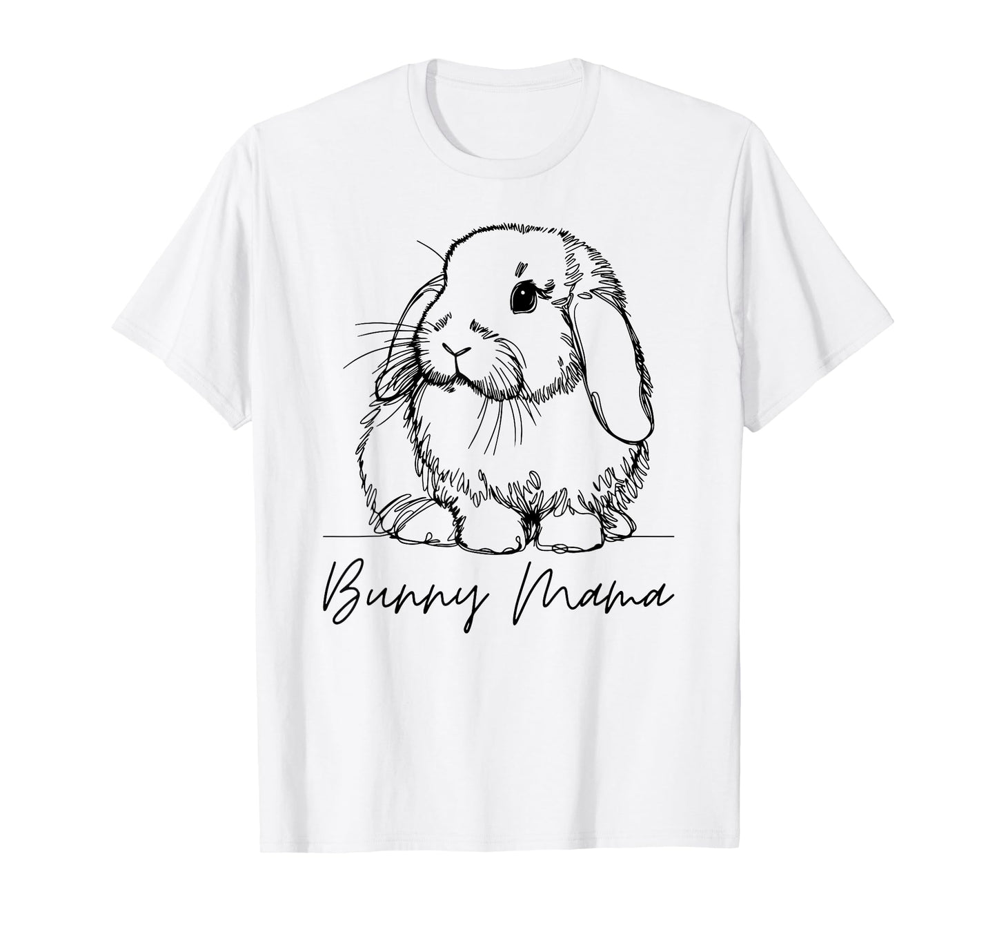 Bunny Mama Holland Lop Mom Cute Lop Rabbit Line Art T-Shirt