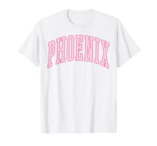 Phoenix Vintage Preppy Varsity Pink Sports T-Shirt
