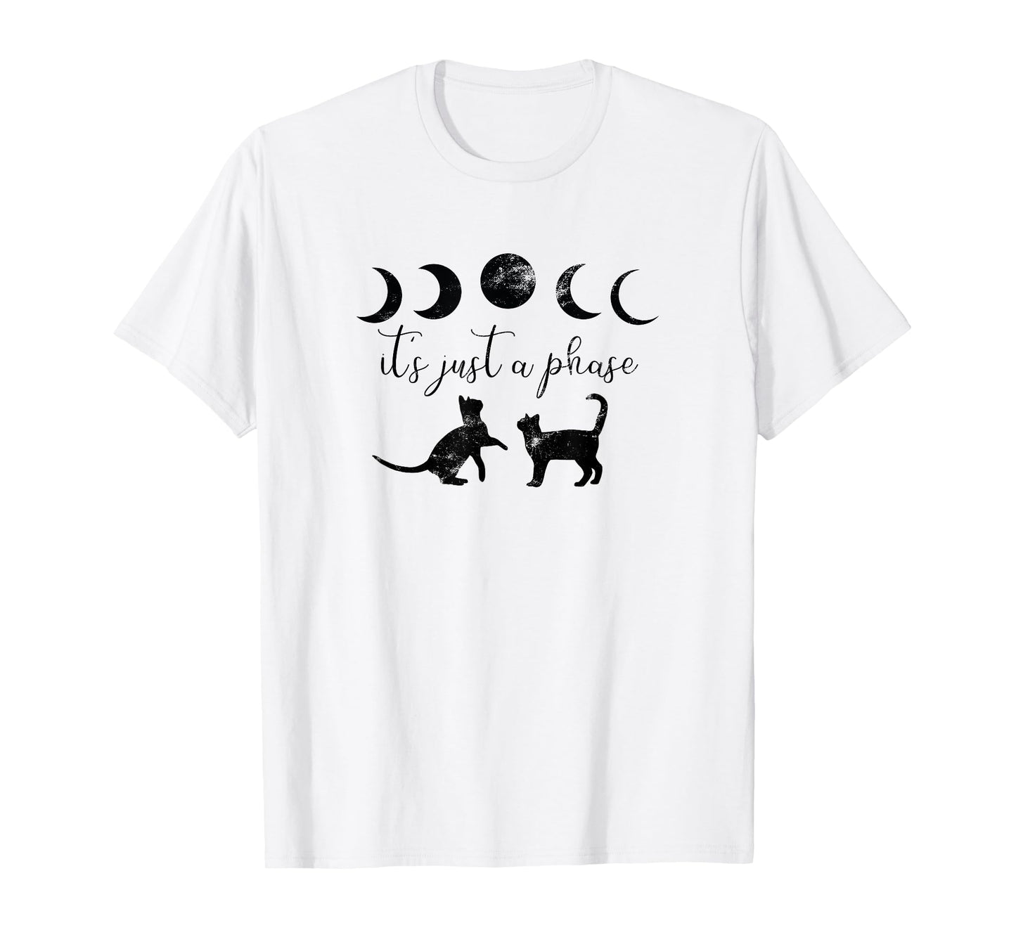 Cats Motif Funny Fun Retro Moon Quote Its just a phase T-Shirt