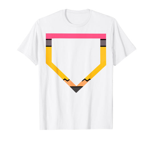 Pencil Home Plate Baseball Lovers Boys Kids Back to School T-Shirt