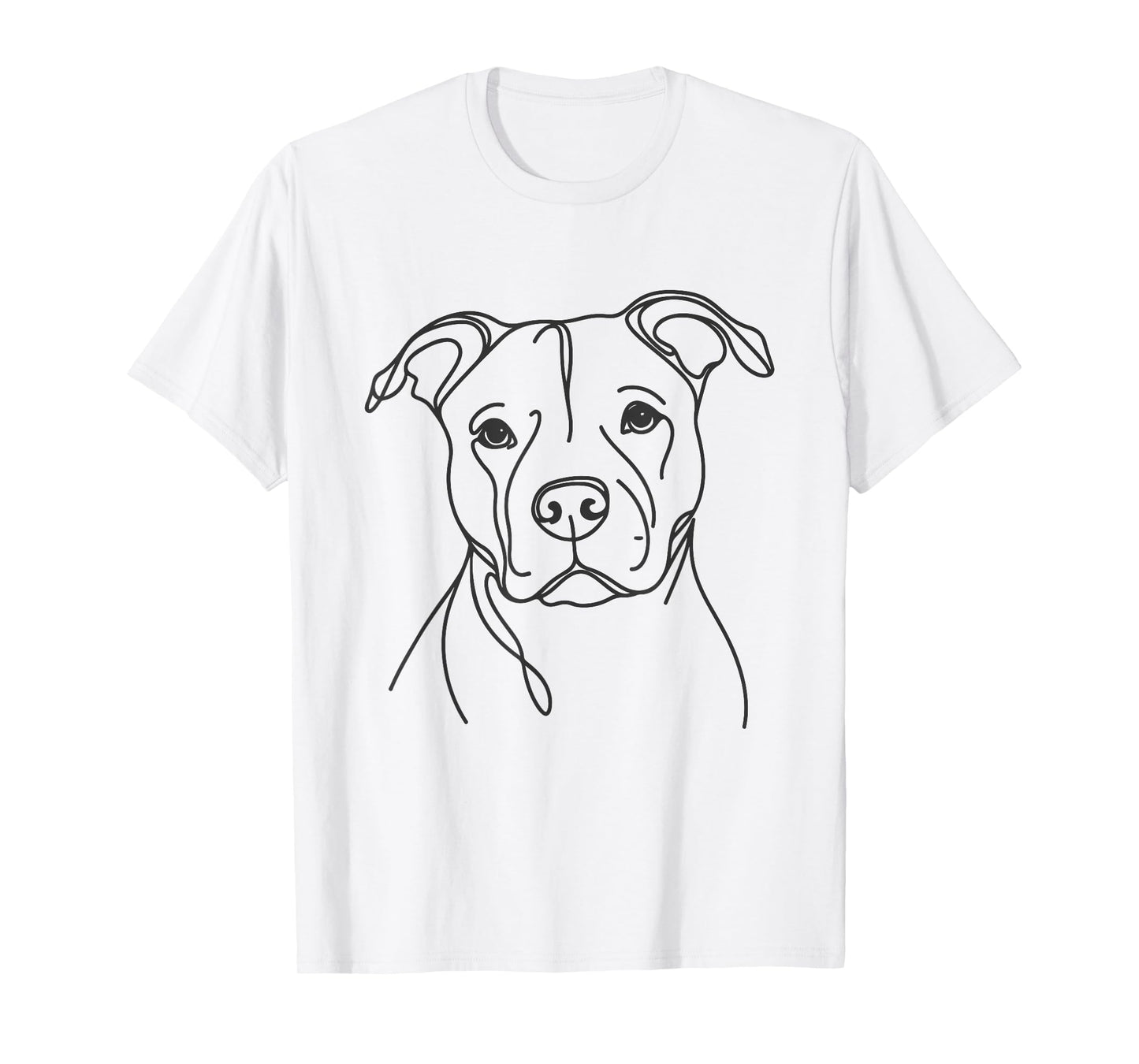 Line Art Dad Mom Dog - Pitbull Men Women T-Shirt