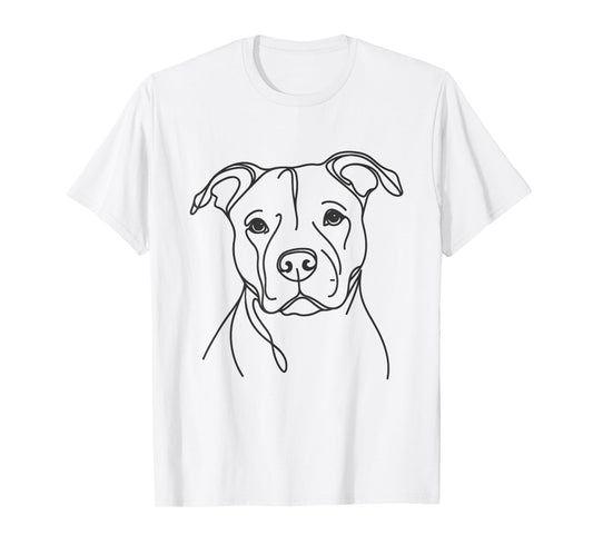 Line Art Dad Mom Dog - Pitbull Men Women T-Shirt