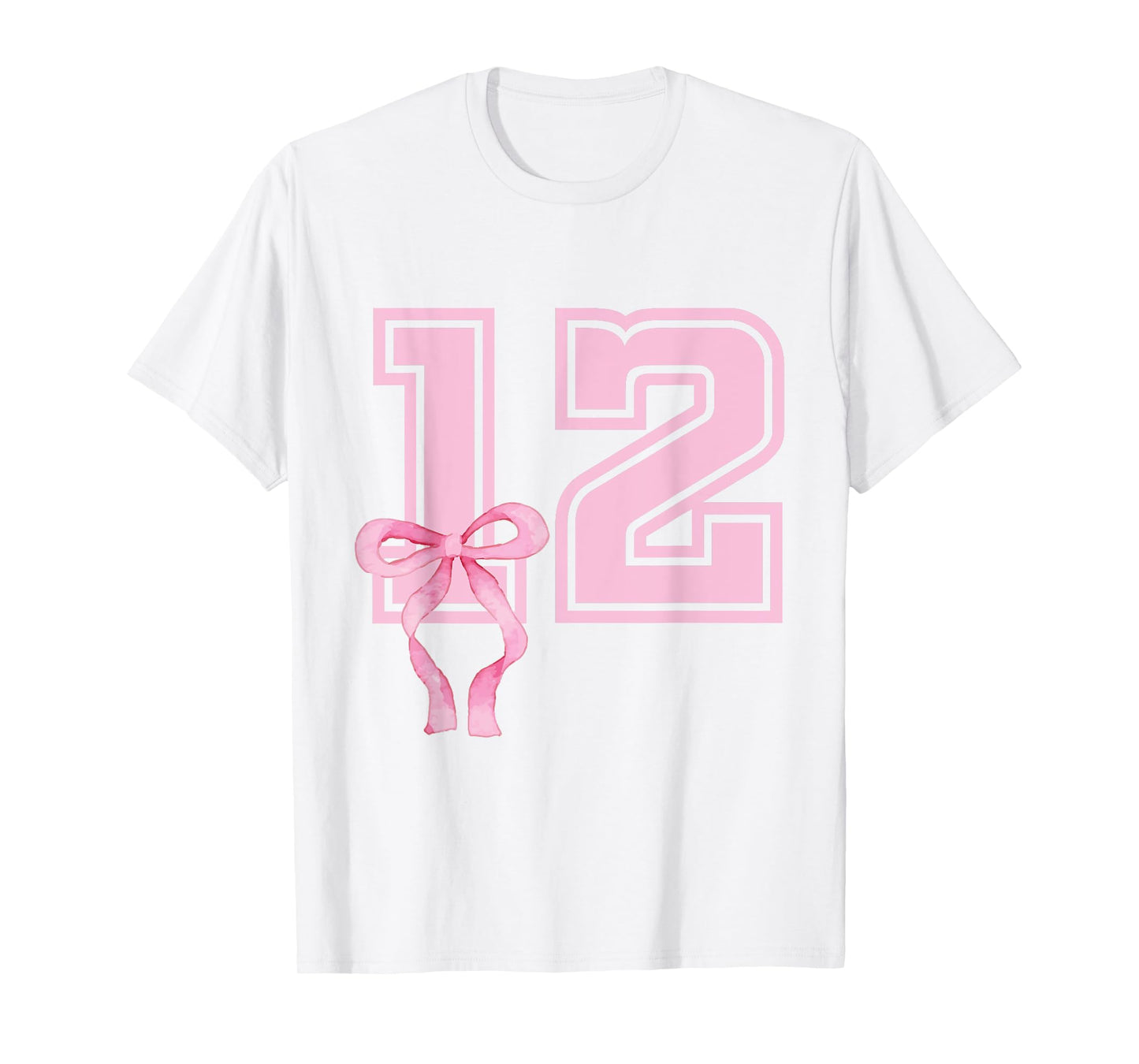 12 Years Old Birthday Girl Coquette Pink Bow Aesthetic T-Shirt