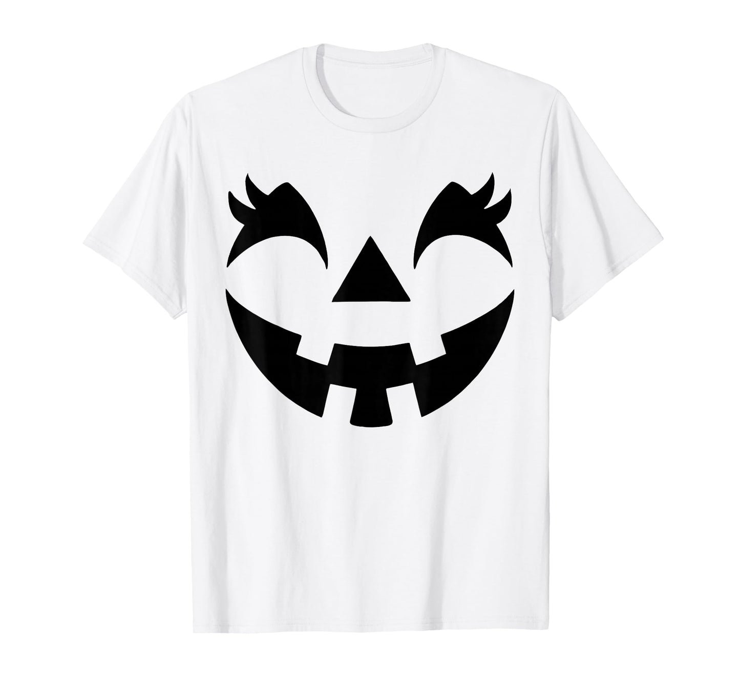 Jack O Lantern Face Pumpkin Eyelashes Hallowen Costume Funny T-Shirt