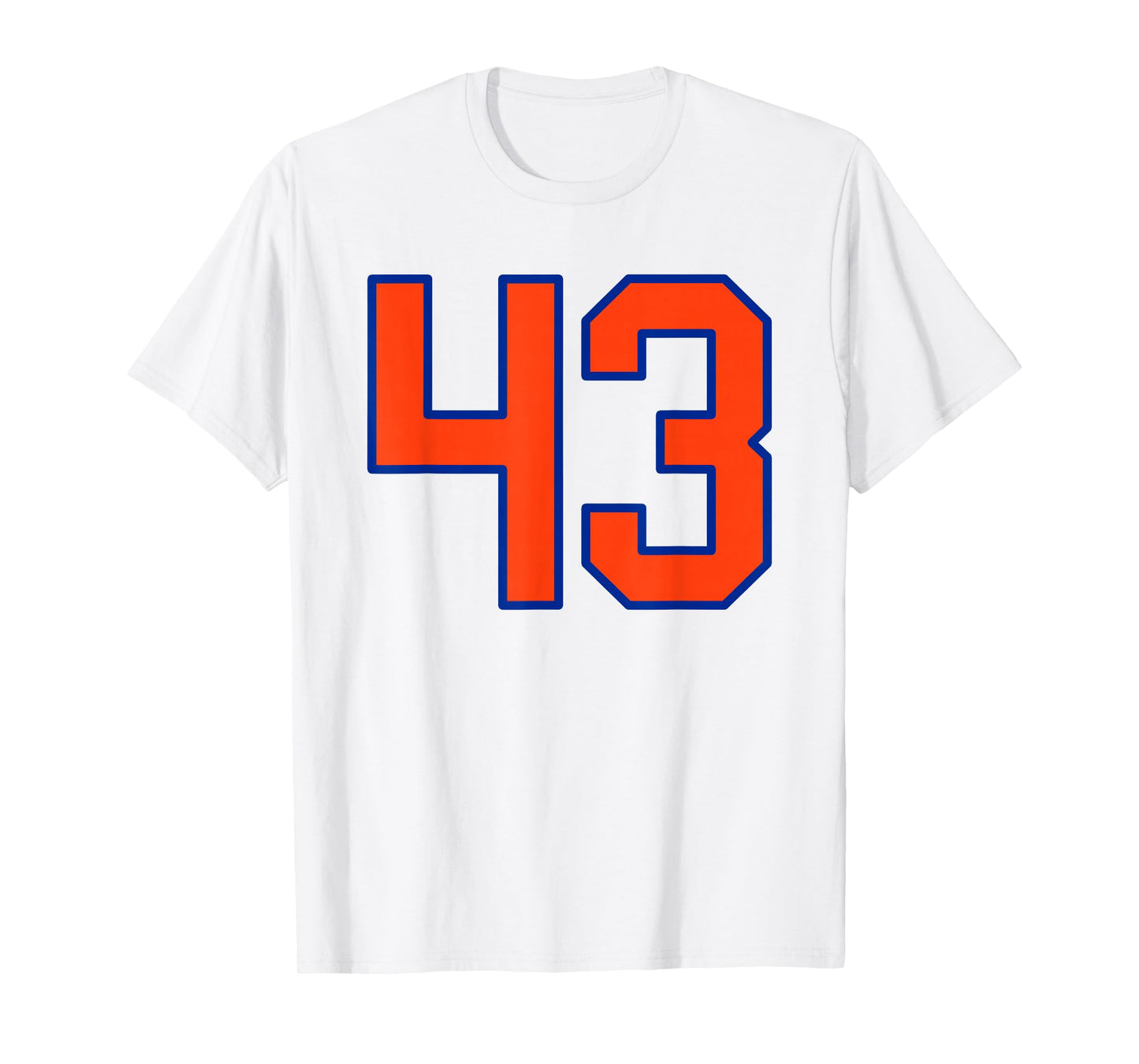 Orange and Blue Sports Number 43 Jersey Uniform Player T-Shirt