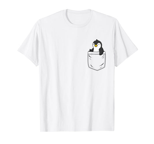 Penguin Lovers Cute Funny Penguin In Pocket T-Shirt, Small, Grey