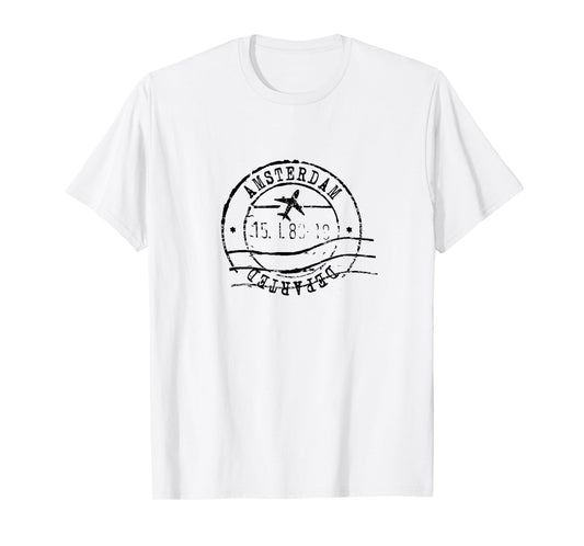 Amsterdam Netherlands Travel Vintage Passport Stamp T-Shirt