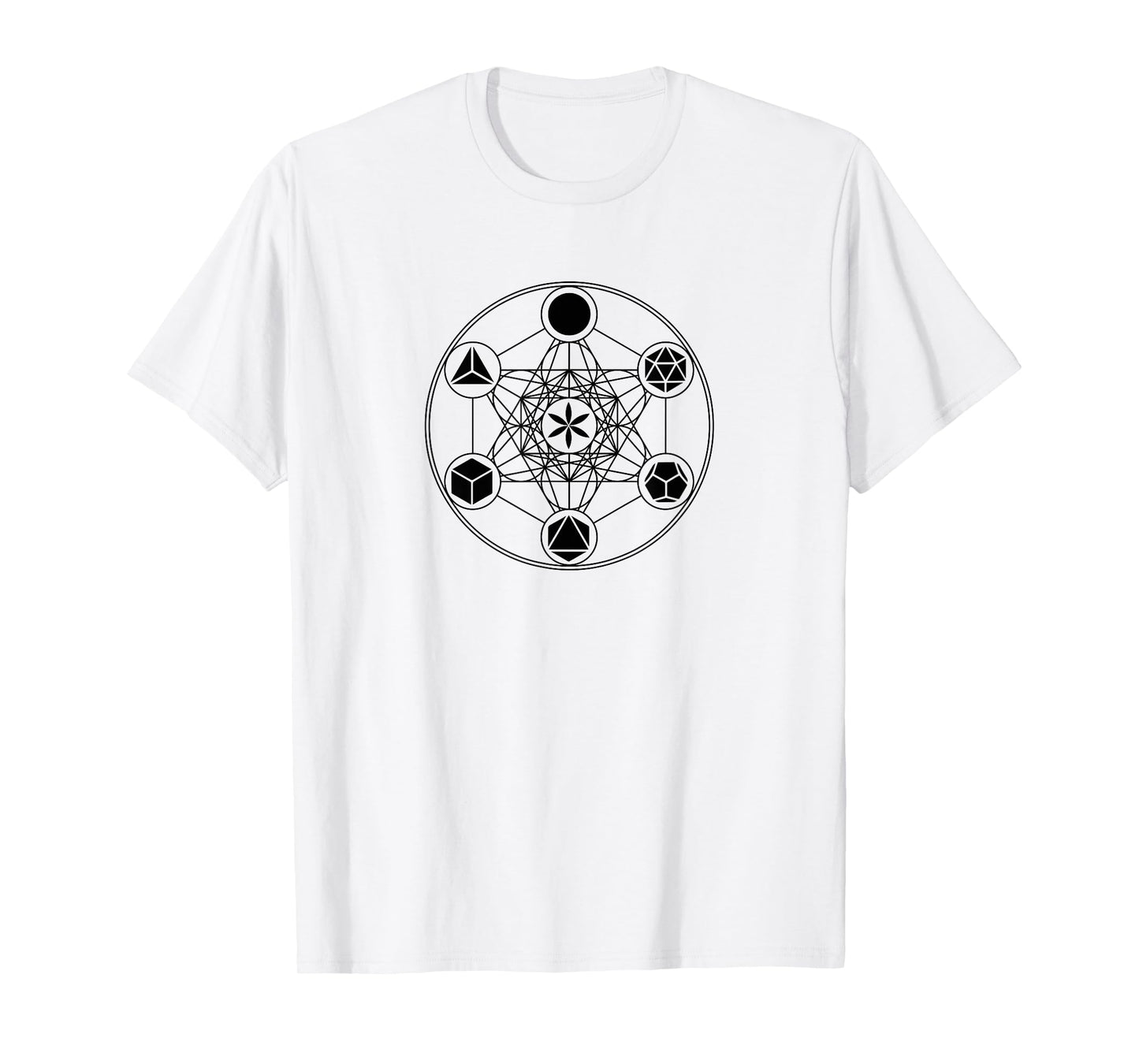 Sacred Geometry Yoga Metatrons Cube Platonic Solids T-shirt T-Shirt
