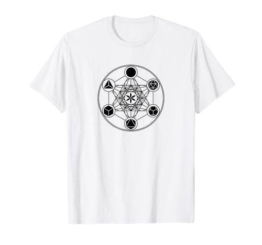 Sacred Geometry Yoga Metatrons Cube Platonic Solids T-shirt T-Shirt