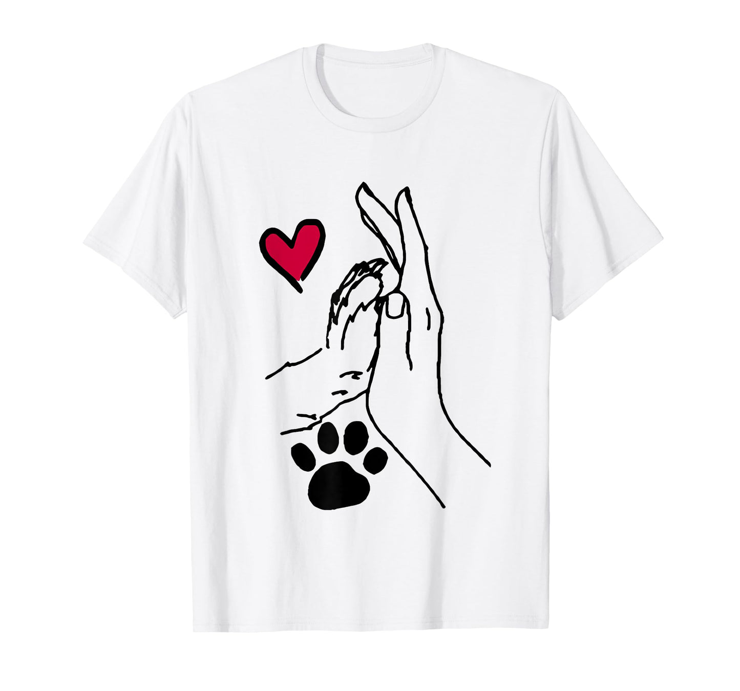 Human And Dog Or Cat Paw High Five Dog Human Friendship T-Shirt
