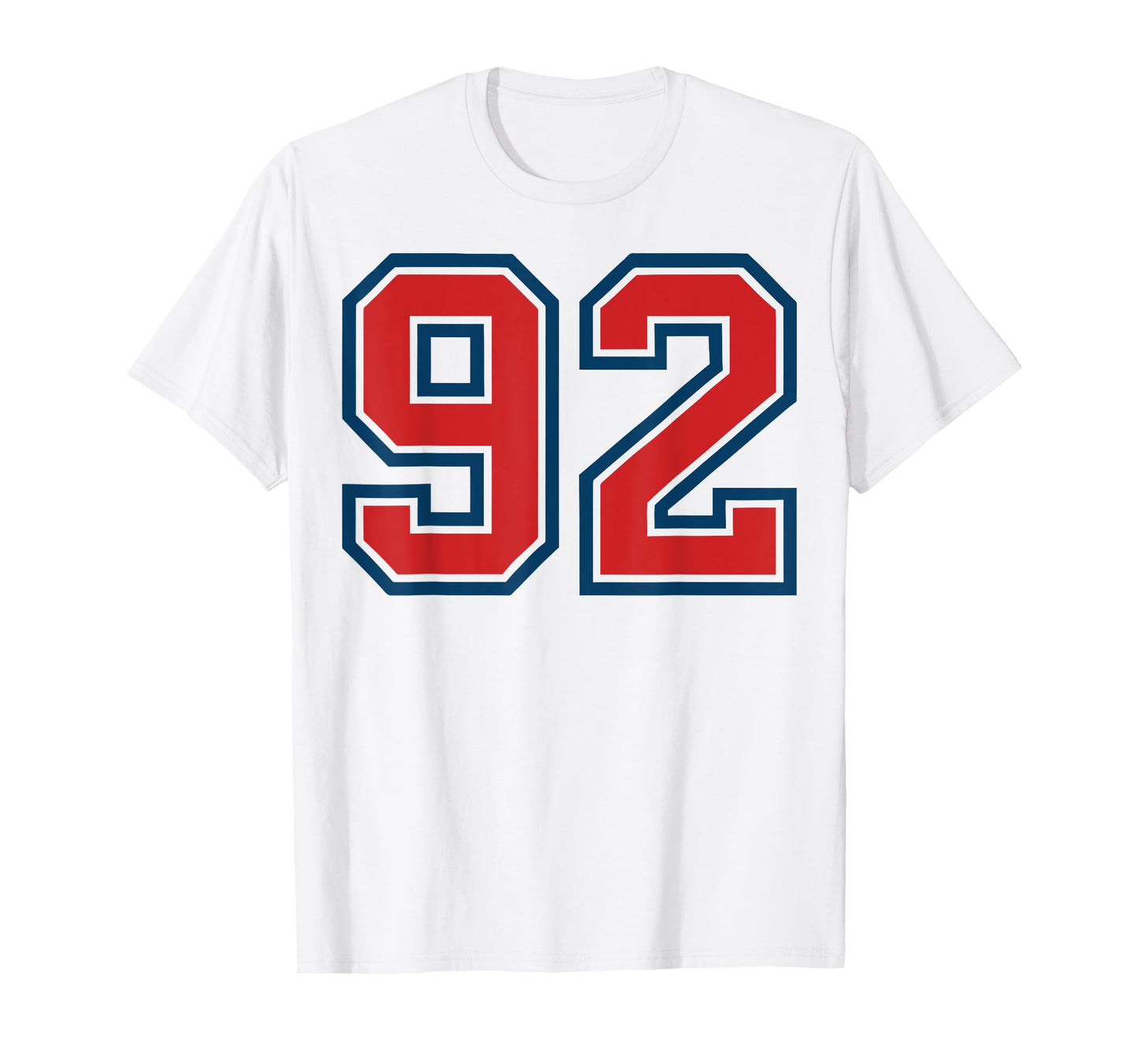 Red and Blue Sports Number 92 Jersey Uniform Player Fan T-Shirt