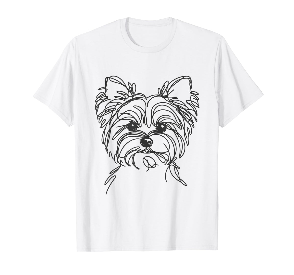 Line Art Dad Mom Dog - Yorkie Terrier Men Women T-Shirt