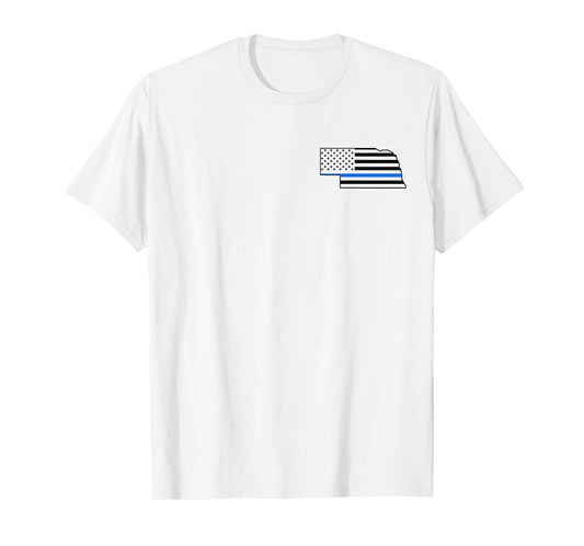 Nebraska US Thin Blue Line Flag Police State Trooper T-Shirt