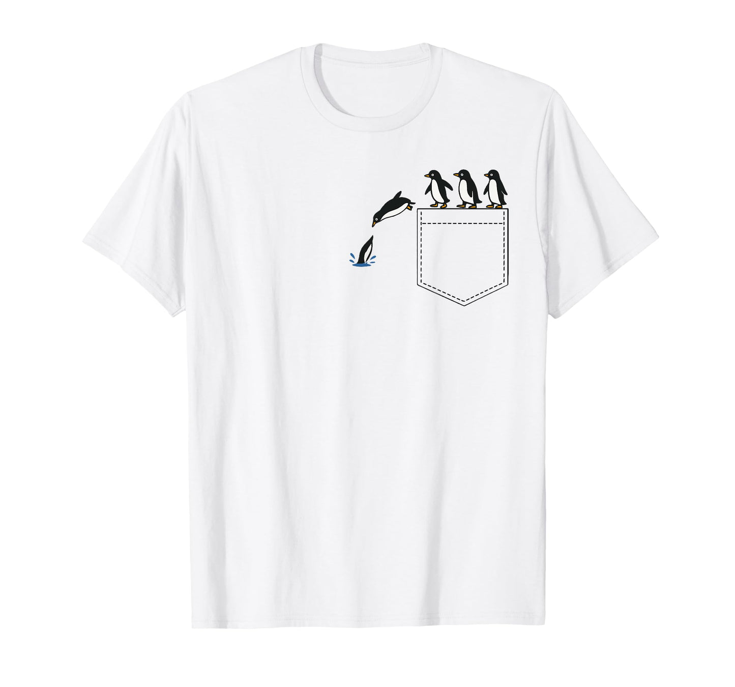 Funny Penguin Pocket Cute Diving Penguin Tee Animal Lover T-Shirt