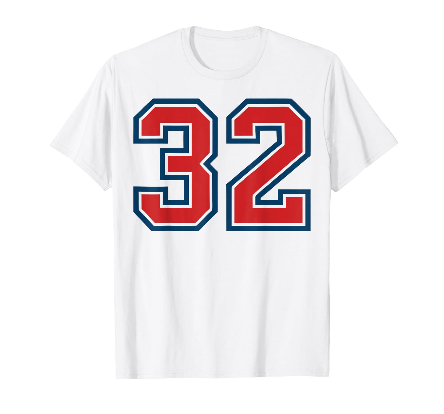 Red and Blue Sports Number 32 Jersey Uniform Player Fan T-Shirt