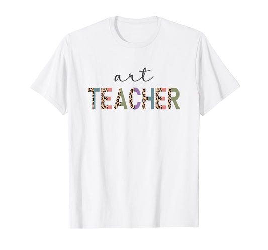 Art Teacher Funny Leopard Print Teacher Women T-Shirt