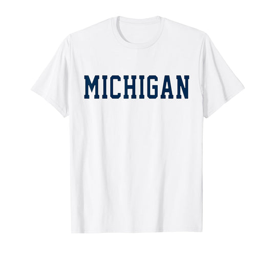 Vintage Michigan Look Blue Maize Men Retro Gold Michigan Tee T-Shirt