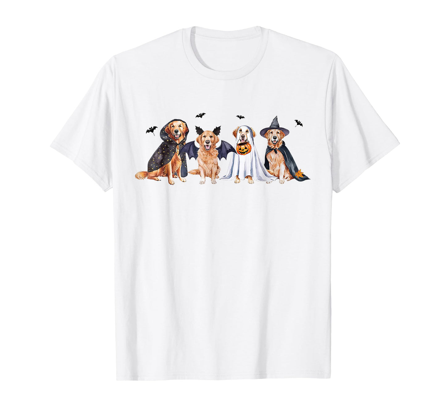 Golden Retriever Ghost Dog Halloween Golden Retriever Witch T-Shirt for Men Women Kids