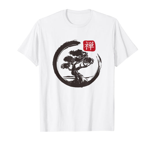 Bonsai Tree In Japanese Zen Buddhist Spiritual nature T-Shirt