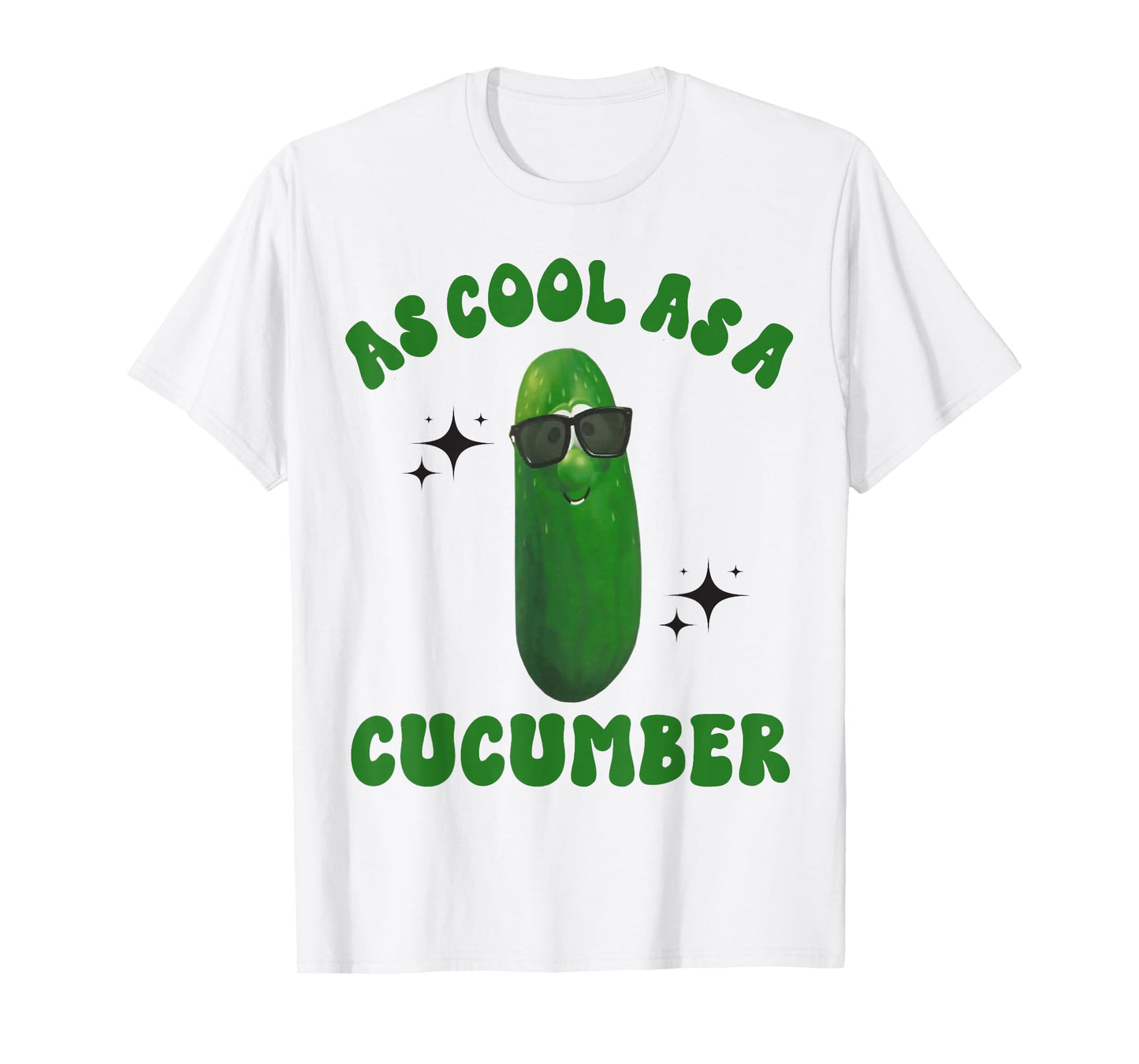 As Cool As a Cucumber Funny Cucumber In Sunglusses Design T-Shirt, Small, Grey