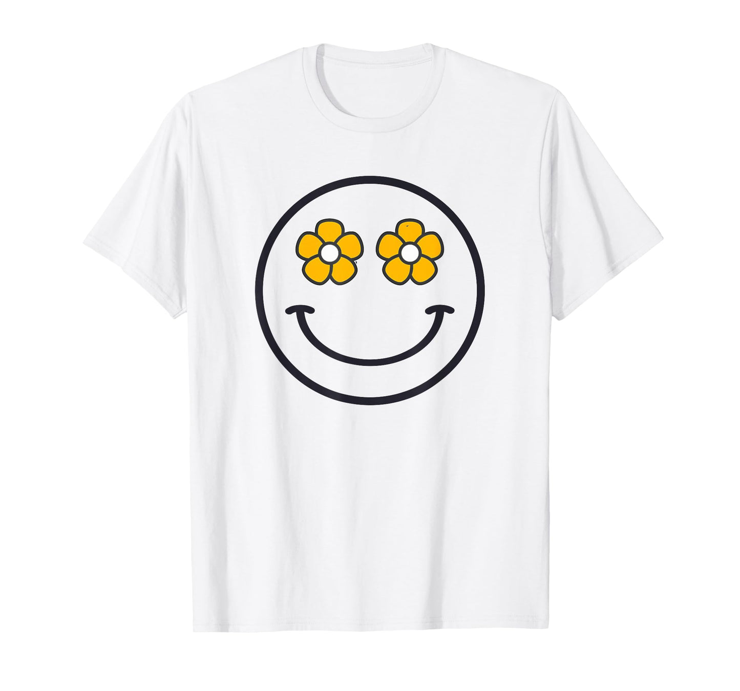 Funny Smiling Flowers Women Girls Cool Happy Face Smile T-Shirt