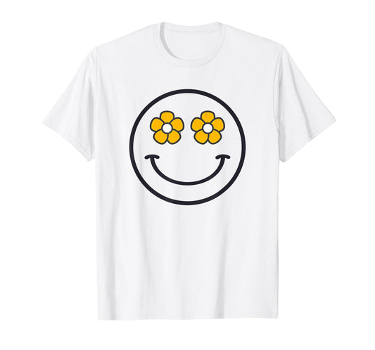 Funny Smiling Flowers Women Girls Cool Happy Face Smile T-Shirt