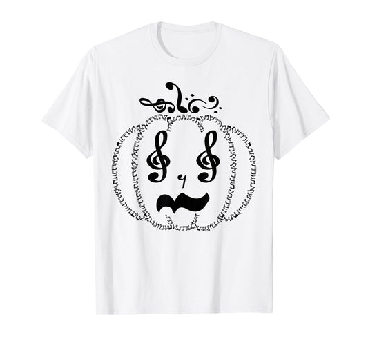 Pumpkin with Music Notes Music Teachers Halloween Men Women T-Shirt