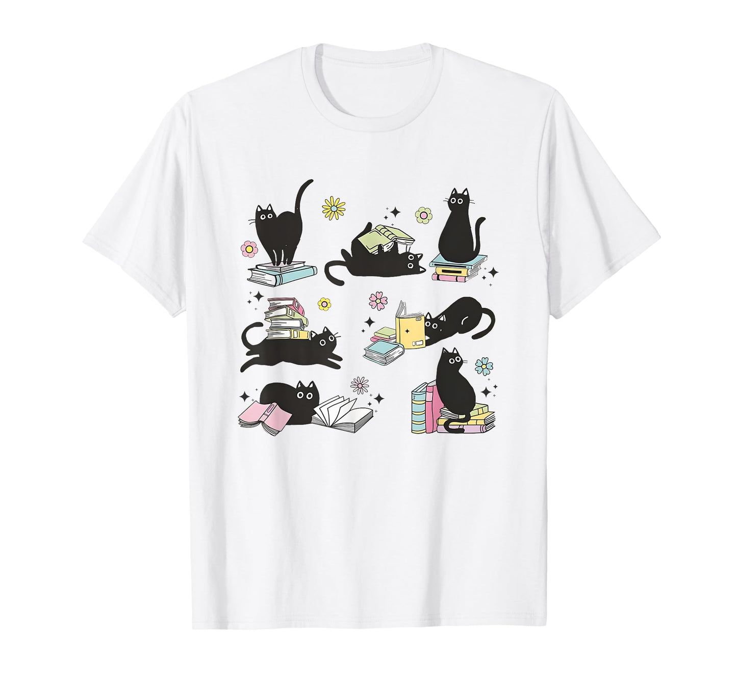 Cats Reading Books Shirt Cat Lover Kitten Reading Book Lover Men Women Girls Kids T-Shirt
