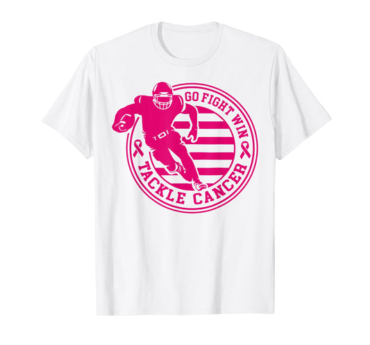 Tackle Breast Cancer Awareness Football Pink Ribbon Boys Kid T-Shirt