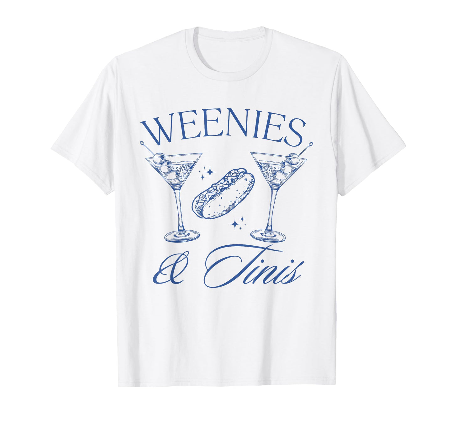 Weenies and Tinis Hot Dogs With Martini Cocktail Party T-Shirt