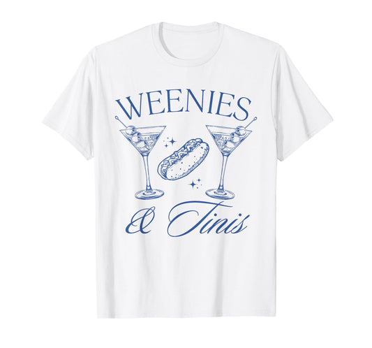 Weenies and Tinis Hot Dogs With Martini Cocktail Party T-Shirt