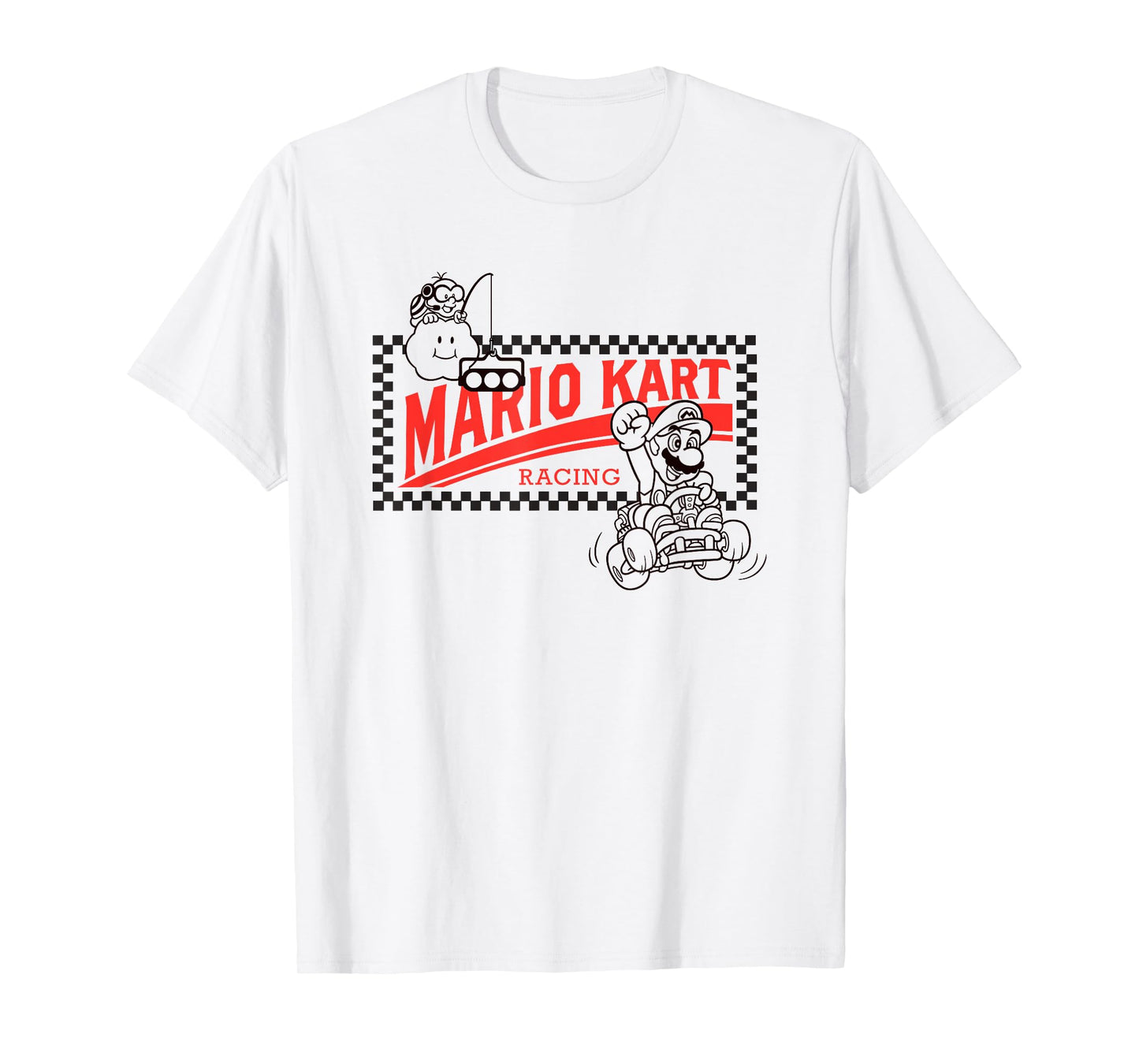 Mario Kart Racing Vintage Checkerboard Frame Logo T-Shirt