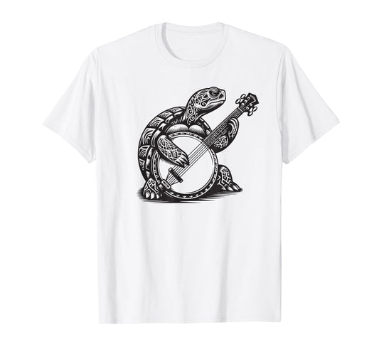 Turtle Playing Banjo Tribal Art Music Festival Zen T-Shirt