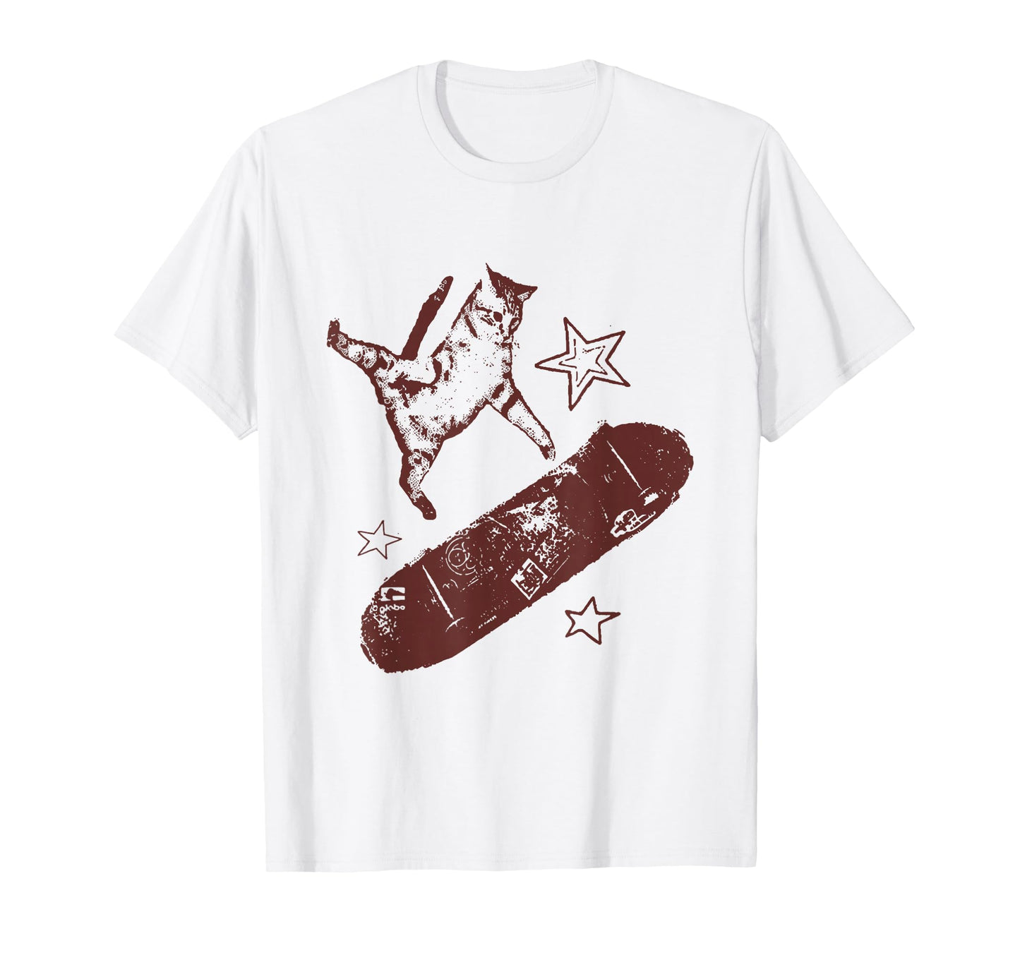 Funny Skateboard Cat Y2k Grunge Vintage Cat Meme Aesthetic T-Shirt