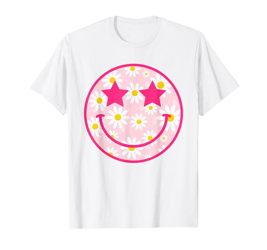 Happy Face Floral Shirt Preppy Aesthetic Smiling Face T-Shirt
