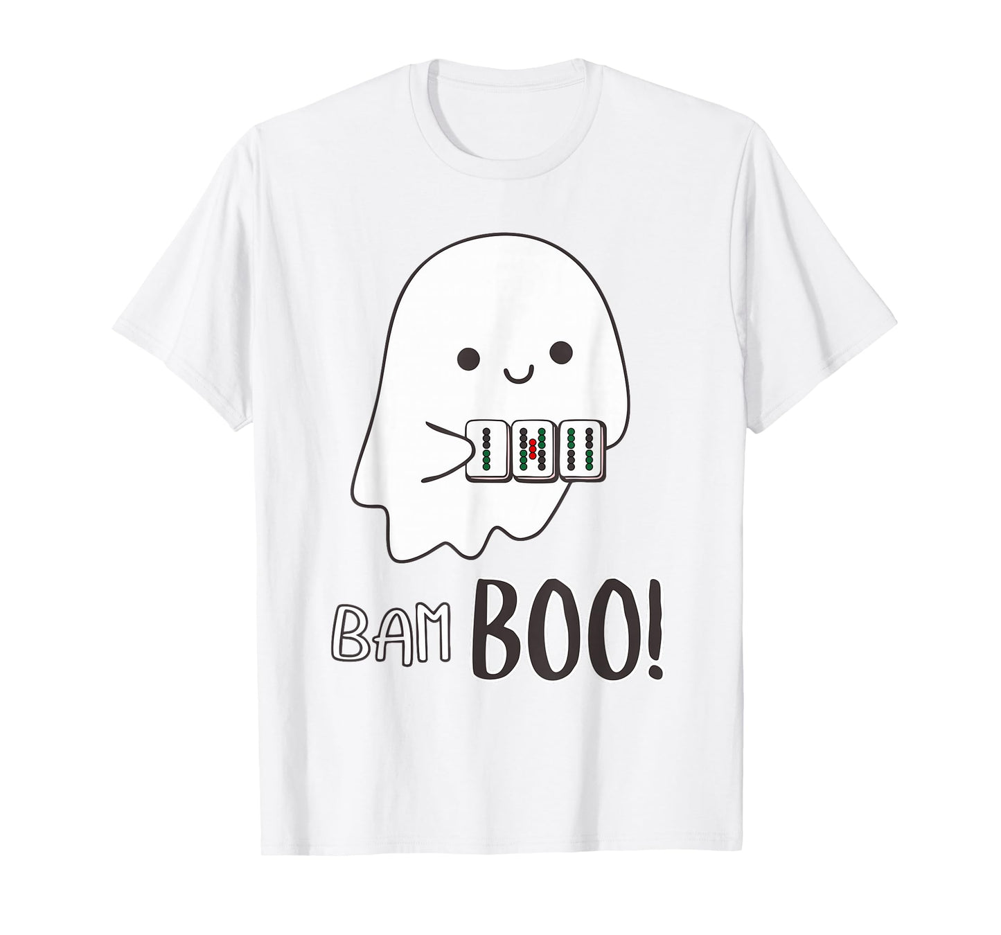 Halloween Ghost Playing Mahjong Spooky Bam Boo Funny Costume T-Shirt