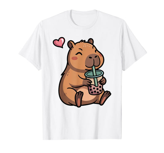 Cute Capybara Boba Bubble Tea Kawaii Capybara Girls Kids T-Shirt