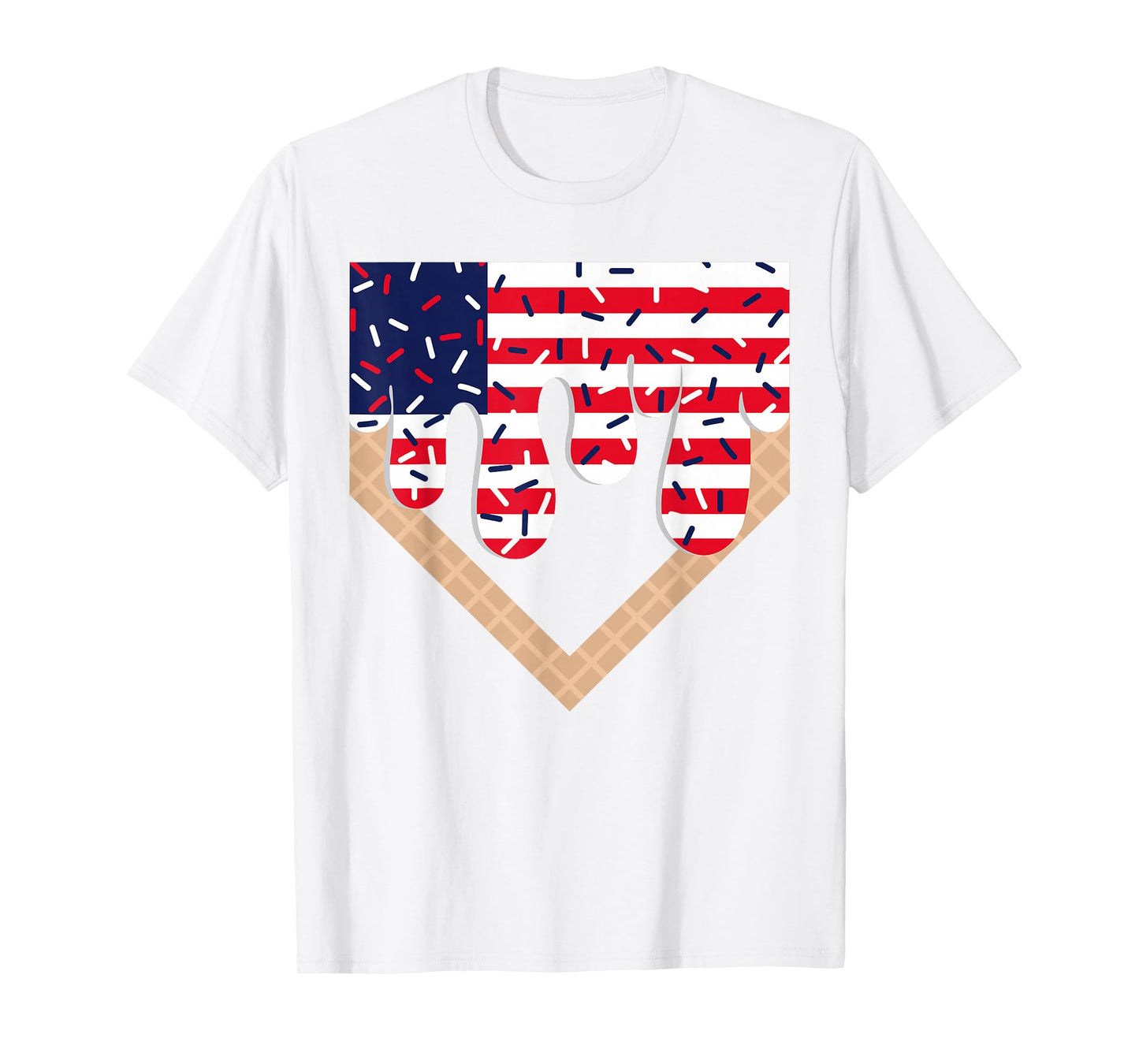 Baseball Drip Boy Ice Cream Patriotic American Flag 4th July T-Shirt