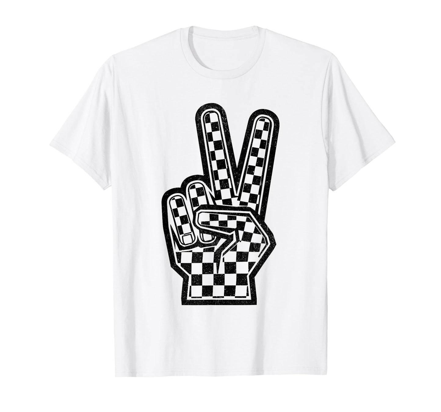 Checkered Peace Sign Shirt Vintage Racing Flag Kids Boy Girl T-Shirt