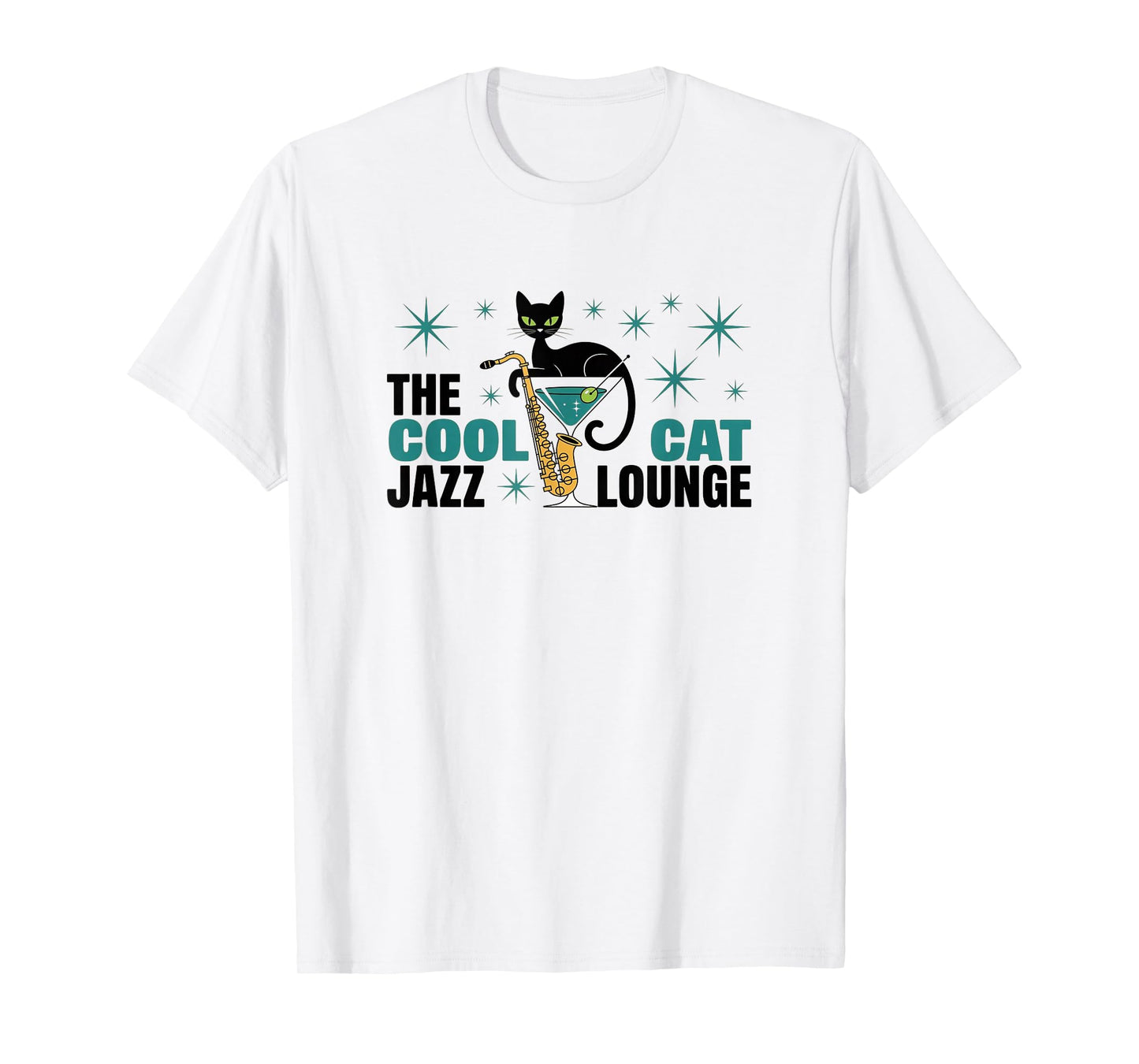Cool Jazz Cat Lounge Sax Martini Graphic T-Shirt