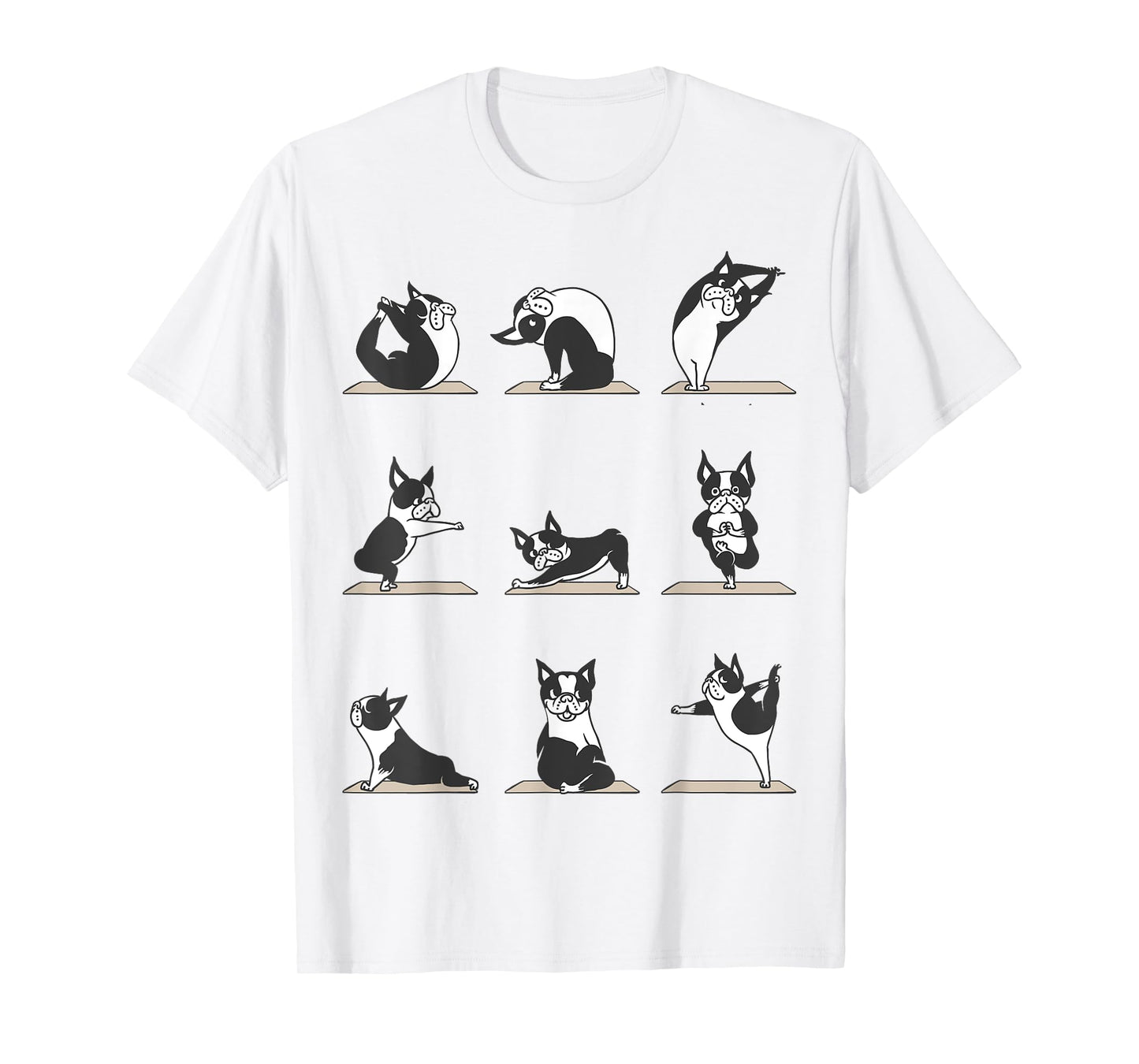 Boston Terriers Yoga Asana Pose Meditation Funny T-Shirt T-Shirt