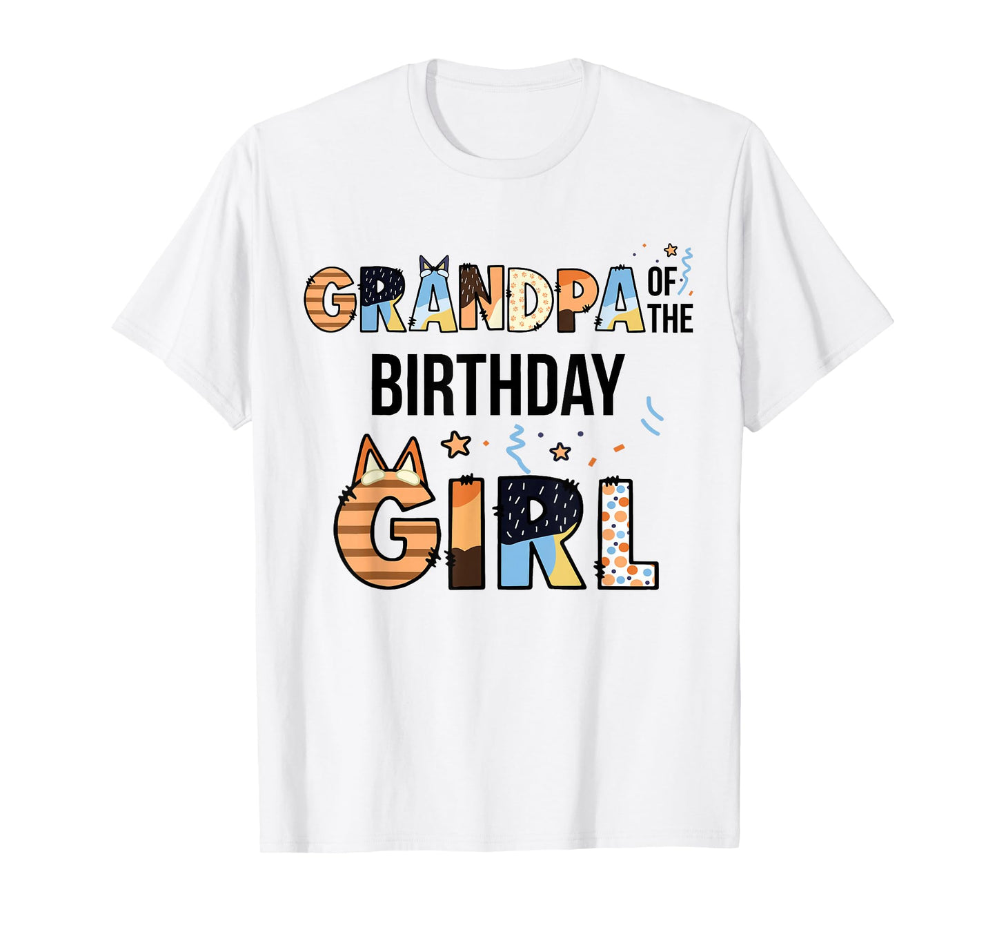 Grandpa Of The Birthday Girl Party Blue Dog Lover Matching T-Shirt