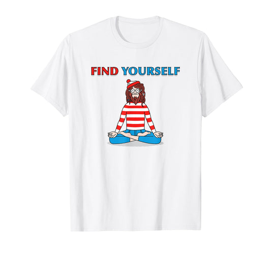 Find Yourself Yoga Pose meditation guru cartoon character T-Shirt