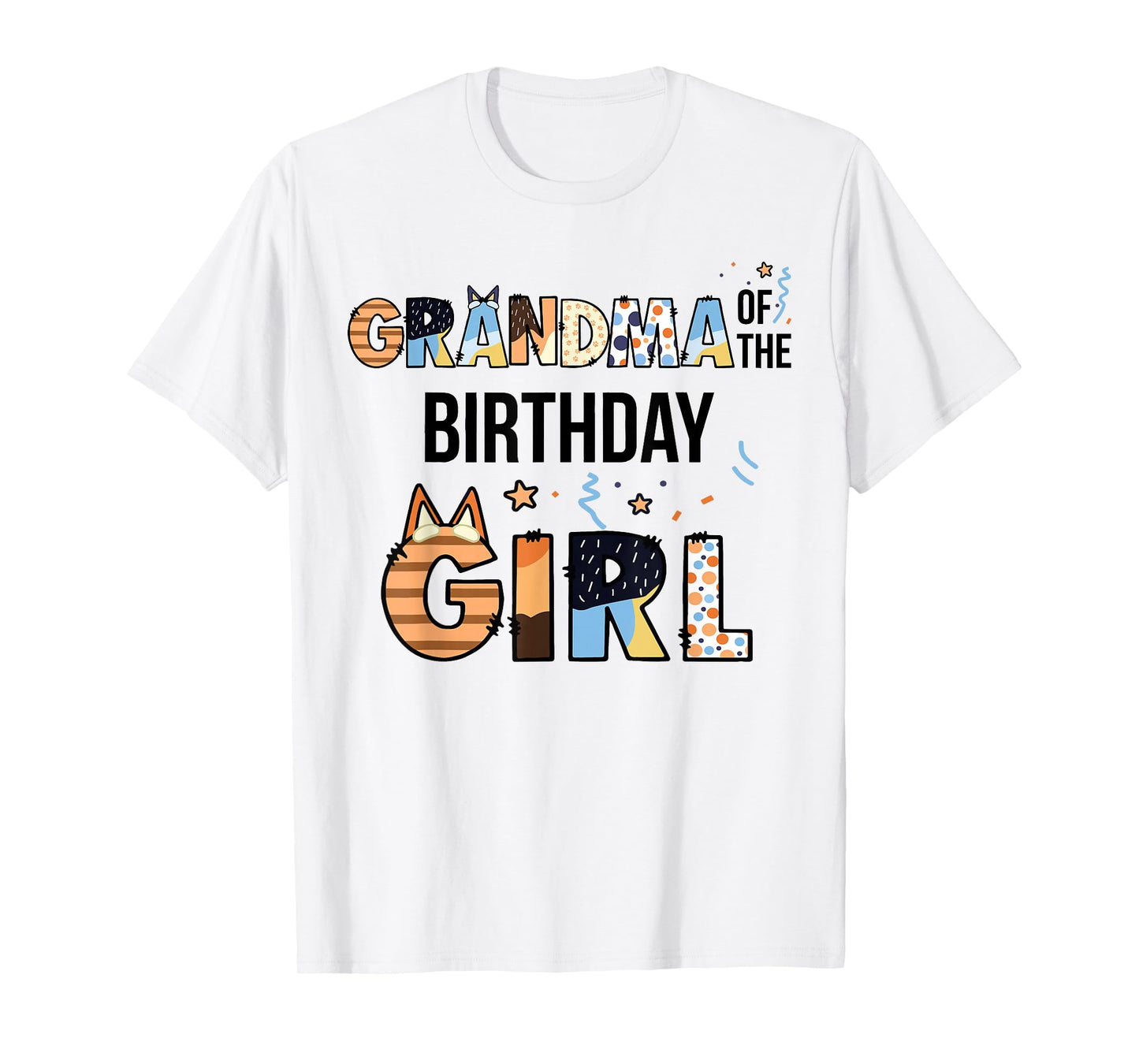 Grandma Of The Birthday Girl Party Blue Dog Lover Matching T-Shirt